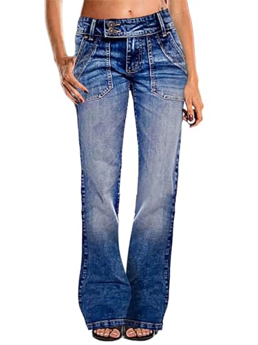 Flamingals Low Rise Wide Leg Jeans for Women Baggy Jeans Denim Trouser Jeans Flare Dress Pants