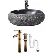 Vessel Sink Household Retro Marble Washbasin Outdoor Balcony Stone Above Counter Basin Bathroom Wash Basin Wash Basin Bathroom VanityB