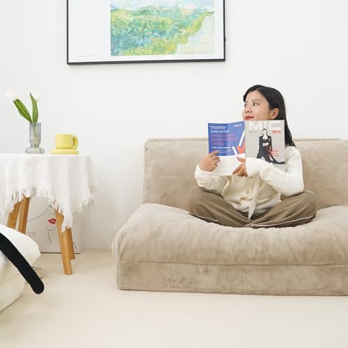 N&V Folding Mattress Sofa Bean Bag with Faux Fur Cover