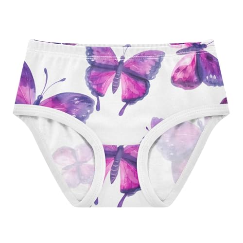 Purple Watercolor Butterflies White Toddler Girls Underwear 2t Cotton Cute Panties Girl Flower Briefs Kids Undies