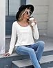 PASUDA Womens Long Sleeve Tops Casual Crew Neck Thermal Shirts Tops Winter Loose Pleated Fleece Warm T Shirts Fashion Puff Sleeve Tunic Blouse Top (White, L) #1