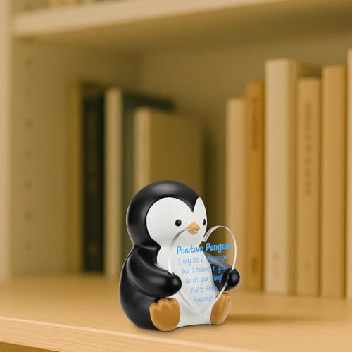 Figura decorativa de pingüino positivo en resina miniatura 5