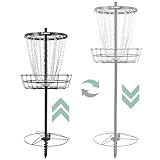 Patiassy Disc Golf Basket with 24/12 Heavy Duty Chains, Portable Disc Golf Target with Adjustable Height, Durable Practice Goal with Ground Stake for Backyard Outdoor