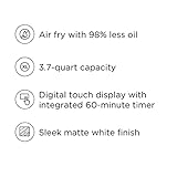 CHEFMAN Small Air Fryer Healthy Cooking, 3.7 Qt, Nonstick, User Friendly and Digital Touch Screen, w/ 60 Minute Timer & Auto Shutoff, Dishwasher Safe Basket, BPA-Free, Glossy White