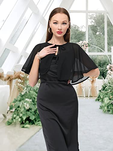 Women's Chiffon Shawl wraps Sheer Shrug Capelets for Evening Dress Wedding Cape Cover Up2