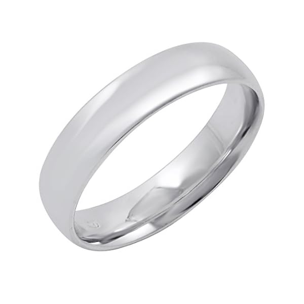Men's 10K White Gold 5mm Comfort Fit Plain Wedding Band (Available Ring Sizes 8-12 1/2) Size 10