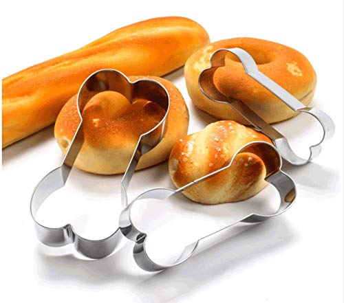 6 Pieces Dog Bone Cookie Cutters, Bone Shape Cookie Cutters Set Stainless Steel Biscuit Mold For Dog Cat Homemade Treats 5", 4.5", 3.5", 3.25", 2.15" #TOP3