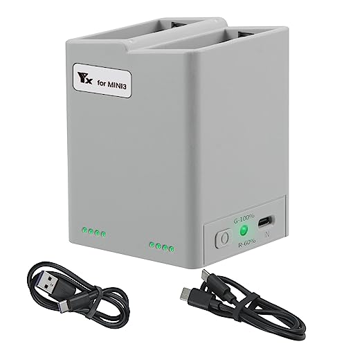 VOLOHAS Chargeur de Batterie pour Drone DJI Mini 4 Pro/Mini 3/Mini 3 Pro, Station de Charge Bidirectionnelle, Station de Charge de Batterie Parallèle, Chargement de 2 Batteries de Drone