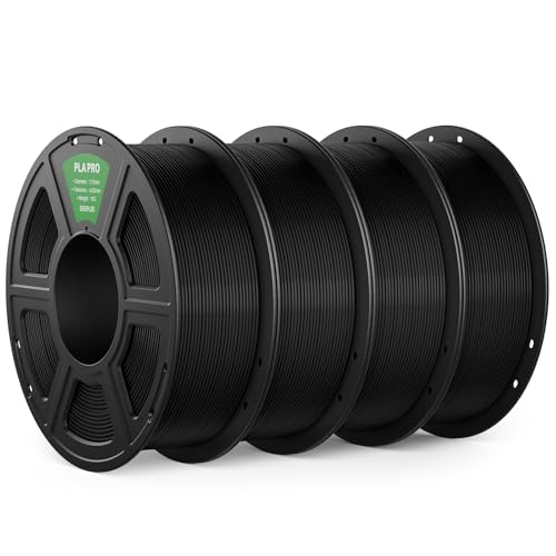 Image of PLA PRO Filament 1.75mm, Stronger Toughness 3D Printer Filament, PLA Filament Dimensional Accuracy + /- 0.02 mm, Neatly Wound, Fits Most FDM 3D Printer, 4 Pack Black