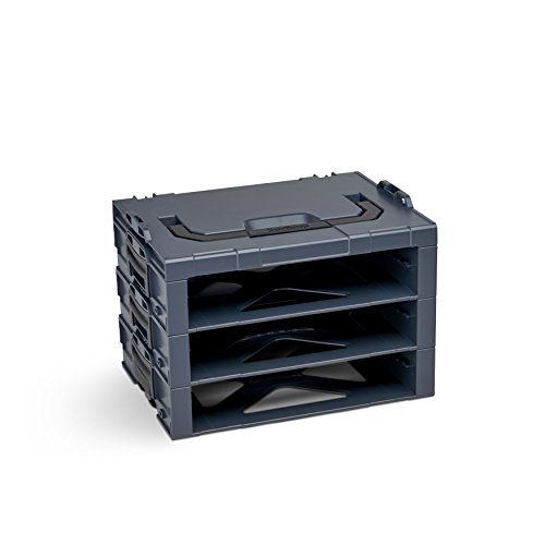 Bosch Sortimo i-Rack 3 Fach in Anthrazit für Werkzeugkoffer | Innovatives Transportsystem | Bosch Werkzeugkoffer Leer | Kompatibel mit L-Boxx Cover