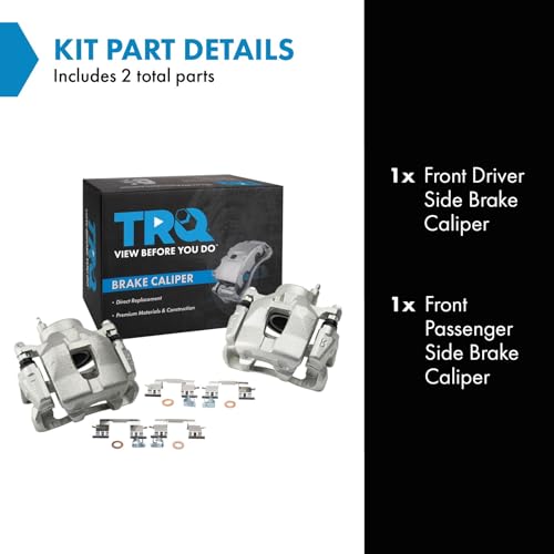 Image of TRQ Front Brake Caliper Set Zinc Coated Brackets Hardware Compatible with 2005-2010 Scion tC 2000-2005 Toyota Celica