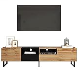 Azkoeesy Mueble de TV Salón Efecto Madera Natural 190 cm, 2 Cajones y Puertas