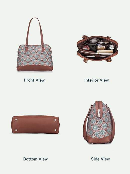 Women’s Jute & Vegan Leather Tote Bag – Handcrafted Work Shoulder Bag with Double Handles, Spacious Carryall for Office, Daily Use & Travel