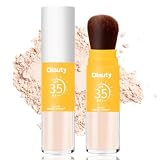 Mineral Powder Sunscreen for Face & Scalp, SPF 35,Beach Essentials,Brush on Sunscreen Setting Powder,Oil Control Hair Sunscreen Face Powder Travel Size,Lasting Lightweight Breathable (#01 Translucent)