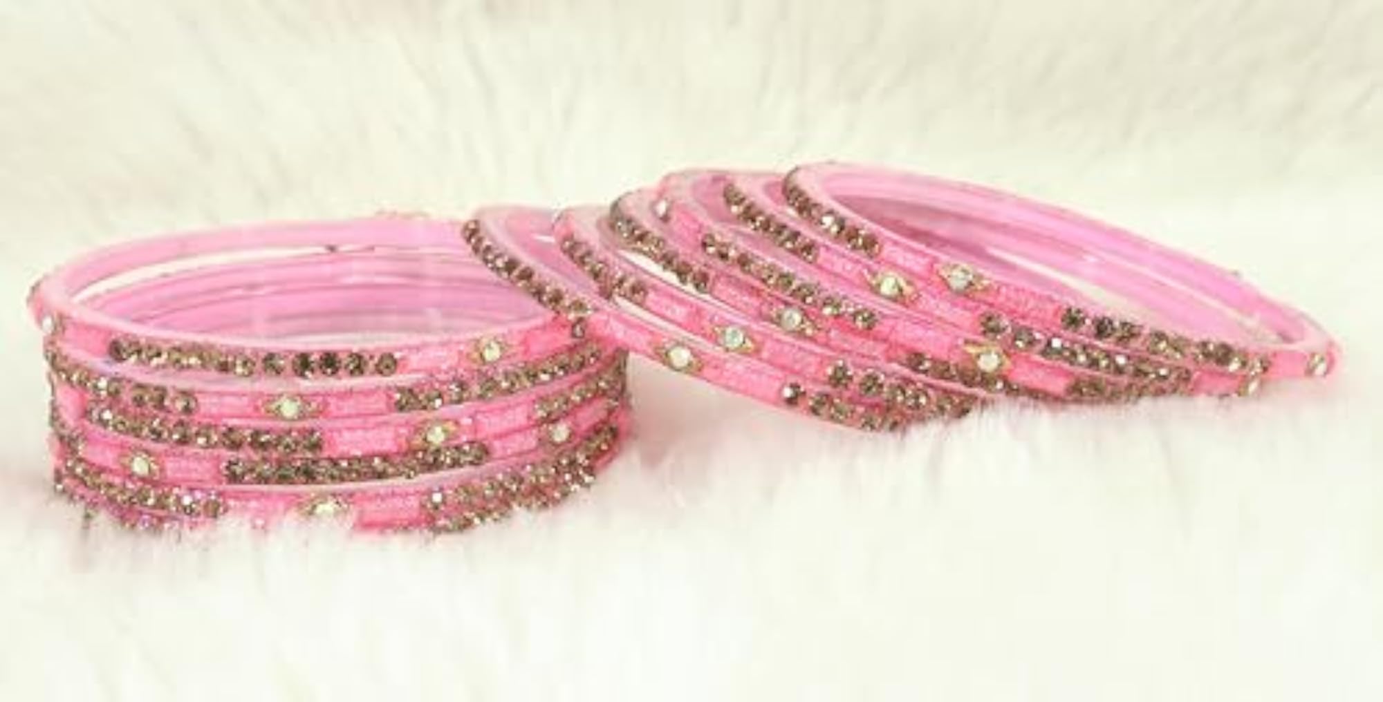 Glass Bangles Combo Set with Zircon Stone for Wedding & Party