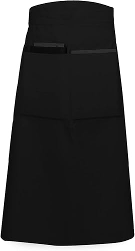 UBICON Delantal de cintura, duradero, 100% algodón, con bolsillos grandes, alzapaños largos para el hogar, cocina, jardín, restaurante