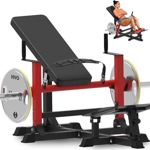 Hip Thrust Machine Glute Workout: Adjustable Glute Bridge Machine with Weight Holder and Footboard Plate-Loaded Exercise Equipment for Building Glute Muscles and Butt Shaping Red