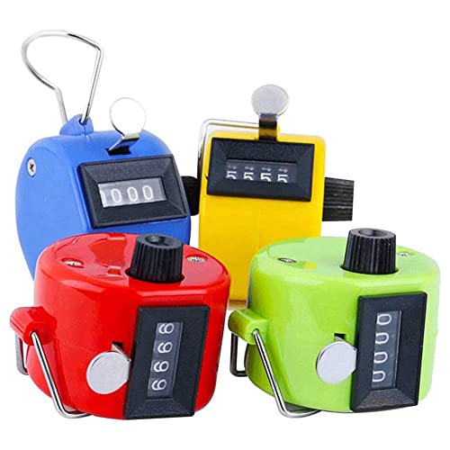 Midautoo 6 Pcs Hand Counter 4 Digit Mechanical Palm Click Counter Assorted Color Hand Hold Counter Clicker With Metal Finger Ring #TOP2