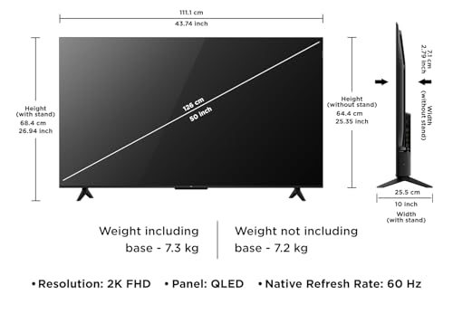 Image of TCL 126 cm (50 inches) Metallic Bezel-Less, FHD Smart QLED Google TV 50S5K