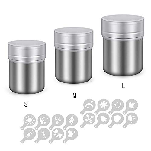 Saupoudreuse Cacao Et Shaker à Chocolat Avec 16 Pochoirs à Café - Kit Décoration Cappuccino Latte