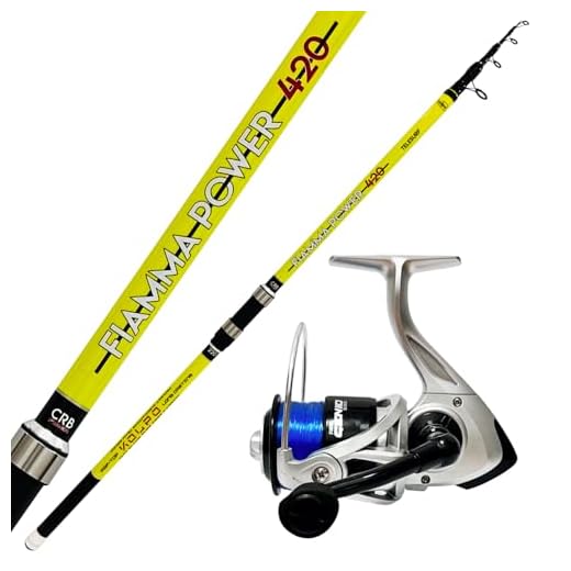 Kolpo Canna Pesca SurfCasting Mulinello filo Surf Kit Mare orata ombrina spigola mt. 4,20