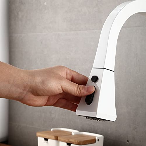 Robinet de cuisine en laiton mitigeur blanc et chrome chic - 2