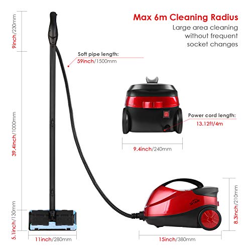 SIMBR Steam Cleaner, Multipurpose Heavy Duty Steam Mop with 17 Accessories, 1500W 1.5L Chemical-Free Household Steamer for Floors, Carpet, Windows, Auto and More