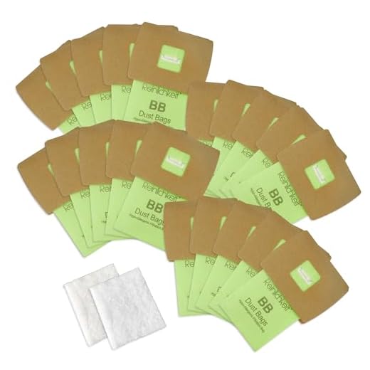 20 Pack Type BB Compact Canister Bags Replacement for Oreck XL Buster B Canister Vacuum bags PKBB12DW BB180 BB280 BB850 BB870 BB900 BB1000 MV160 with 2 Motor Filter
