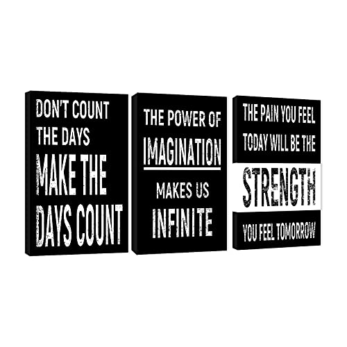 3 Piece Inspirational Wall Art Black Background Sayings Pictures, Quote Motivational Canvas Print for Home Wall Decor, Triptych Entrepreneur Poster Framed Artwork for Women Men Room Decor (36"Wx18" H)