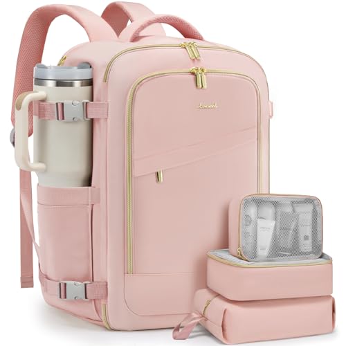 Image of LOVEVOOK Travel Backpack for Women, 40L Carry On Backpack for Airplanes, Personal Item Bag for Airlines Fits 17 inch Laptop, TSA Approved Luggage with 3 Packing Cubes,Waterproof Weekender Gym Backpack