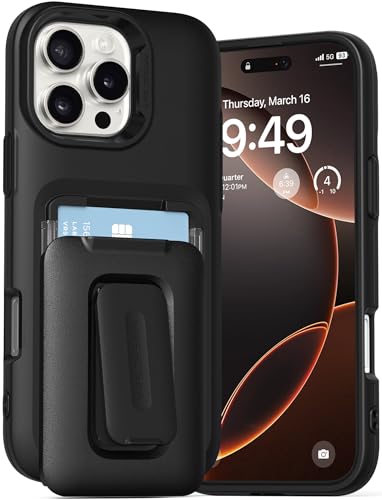 Étui portefeuille iPhone Pro Max 2024 antichoc avec support intégré
