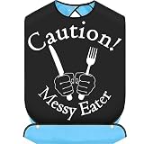 JNIAP Caution Messy Eater - Baberos para adultos con atrapamigas, protectores de ropa de comedor para adultos (precaución)