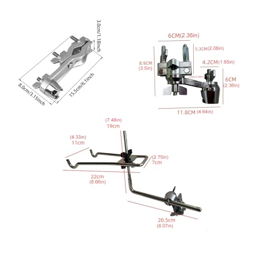 Extensión de soporte para brazo de platillos con abrazadera para montaje, accesorios para batería miniatura 3