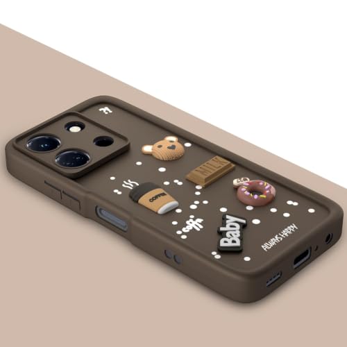 Image of Bintage Cute Fun Ball | Taddy Cartoon 3D Smiley Coffee Cup | Milk Donut | Full Protection Rubber Back Cover Compatible for Itel A662L / Itel A60 - Brown