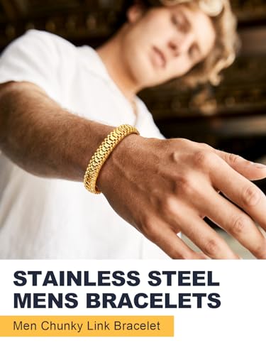 U7 Jewelry 12Mm Wide Wrist Chain 18K Yellow Gold Plated Men Women'S Bracelet thumb #8