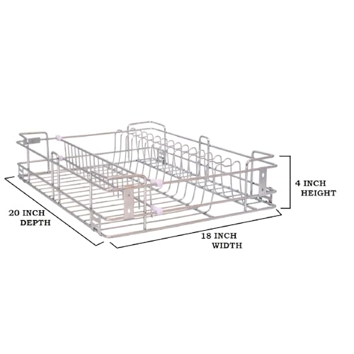 Image of BLOO BASKET 202 modular kitchen accessories cabinet, 6-Piece Utensil Organizer, Stainless Steel, Silver (18 Inch Width * 20 Inch Depth, WITH CHANNEL)