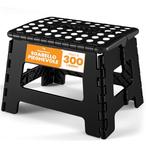 Utopia Home Sgabello Bambini Pieghevole – Antiscivolo Portatile Nero