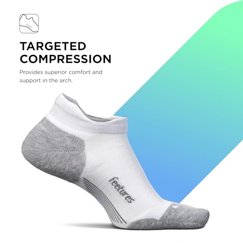 Feetures Elite Max Cushion No Show Tab Ankle Socks - Sport Sock with Targeted Compression - New White, S (6 Pair)3