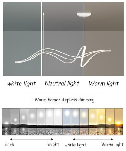 Lustre suspendu moderne LED noir dimmable avec télécommande pour salon