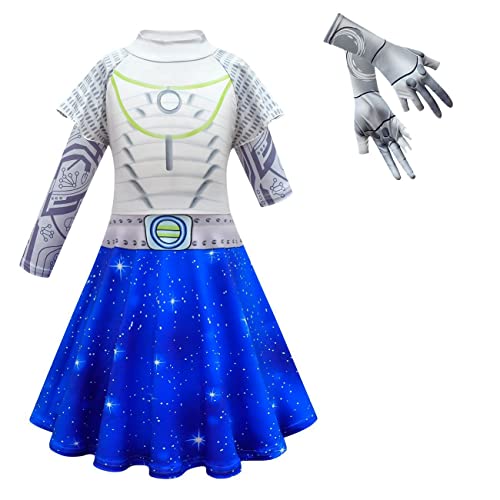 Zombies 3 Addison Disfraz de alien para niños y niñas, Halloween, cosplay, manga larga, vestido de alienígena azul con guantes, trajes de carnaval, fiesta de cumpleaños, azul, 12-13 años Cover