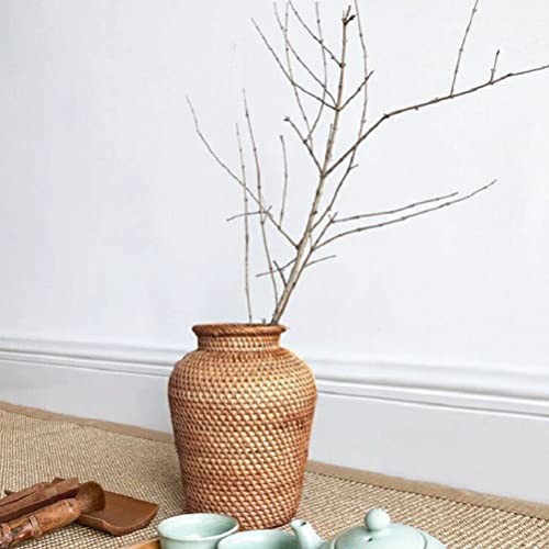 Happyyami Rattan Woven Vase Country Rustic Style Handmade Woven Plant Flower Vase Basket Flower Bud Container For Farmhouse Floral Arrangements House Decor #TOP2