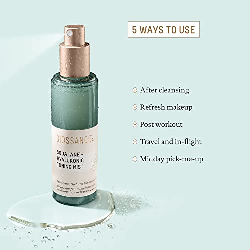 Biossance Squalane+Hyaluronic Toning Mist. A Multi-Use Spray That Moisturizes, Protects And Plumps Skin While Toning And Setting Makeup. Visibly Reduces Fine Lines And Improves Hydration (2.53 Ounces) #TOP4