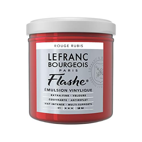 Lefranc Bourgeois Flashe, Extra-Fine Acrylic Vinyl Emulsion, Artists Quality, Ruby Red, 125ml Pot, 125 ml (Pack of 1)