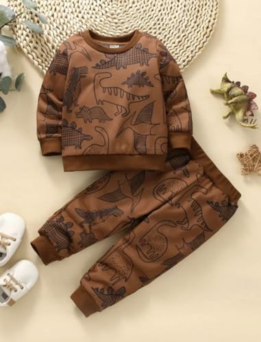 Image of Cotton Boy's Sweatshirt and Jogger Set | Printed Full Sleeves T-shirt and Pant Set for Kids