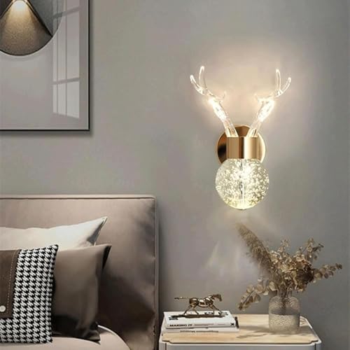 Lámpara de pared LED cristal blanco cálido 3000K dorada 6