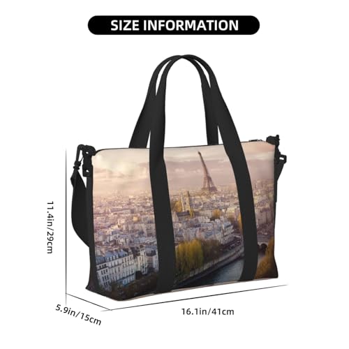 Aerial View of Paris Duffle Bag for Men Women Gym Bag with Shoes Compartment Travel Bags Lightweight Overnight Bags2