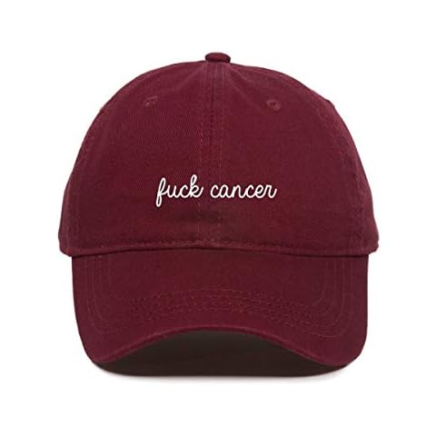 DSGN By DNA Fuck Cancer, Awareness Baseball Cap Embroidered Cotton Adjustable Dad Hat Burgundy Cover