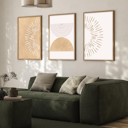 Image of ARTELLY Boho Decorative Modern Wall Art Print With Frame Abstract Paintings For Living Room Bed Room Hotel Wall Office Decor Poster Decoration 13x19 inch
