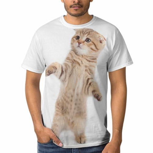 T-Shirt Chaton Debout Homme doté d'un col rond résistant et d'une coupe moderne