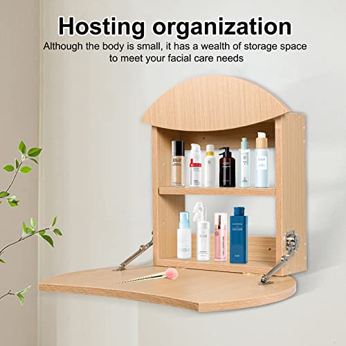 Kikoqeen Mounted Dressing Tables, Folding Wall Table Floating Desk For Make Up, Multifunctional Space Saving Tabletop Writing Table With Storage Drawer & Shelves For Home Bedroom Office #TOP4